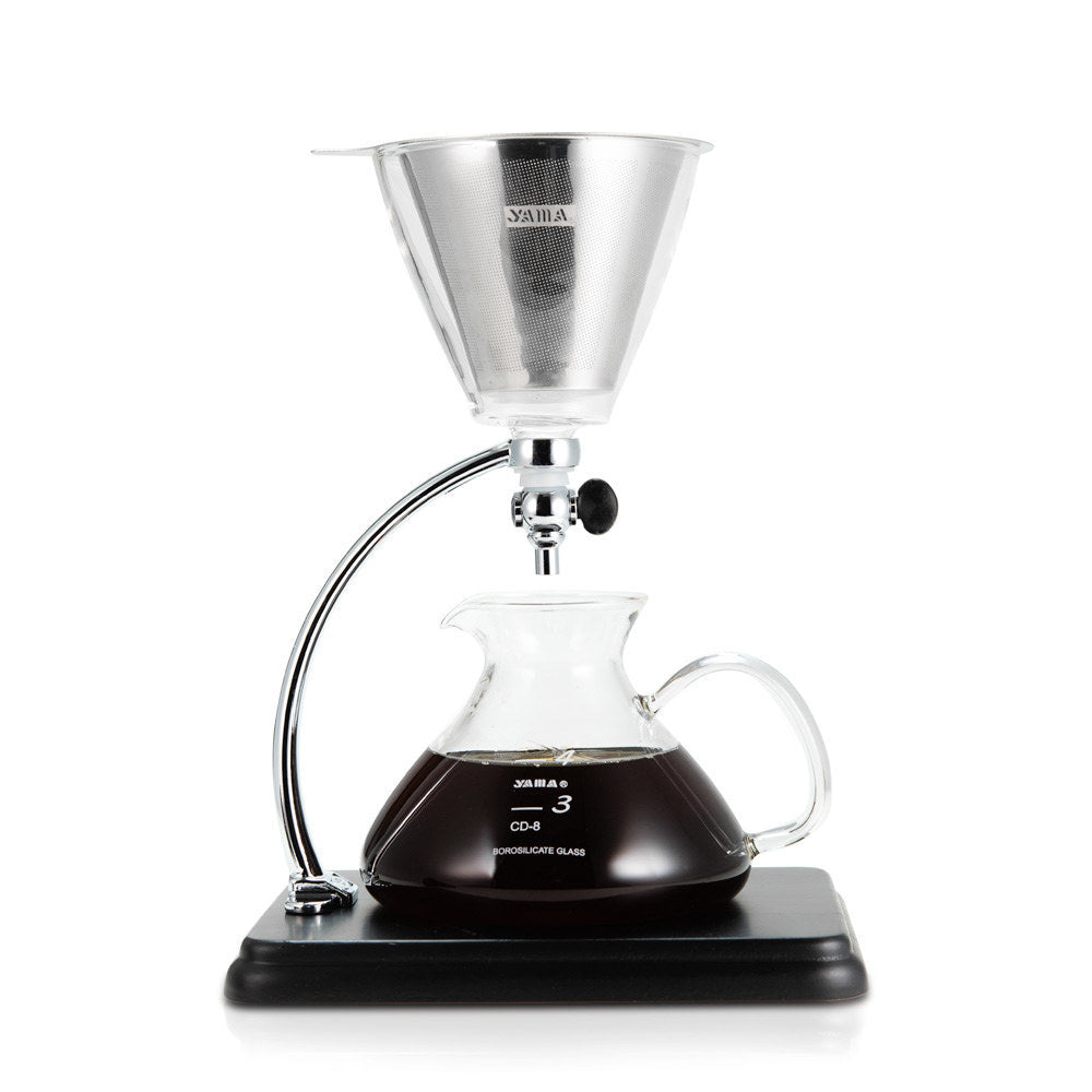 Yama Glass Silverton Brewer with Black Base & Silver Accents