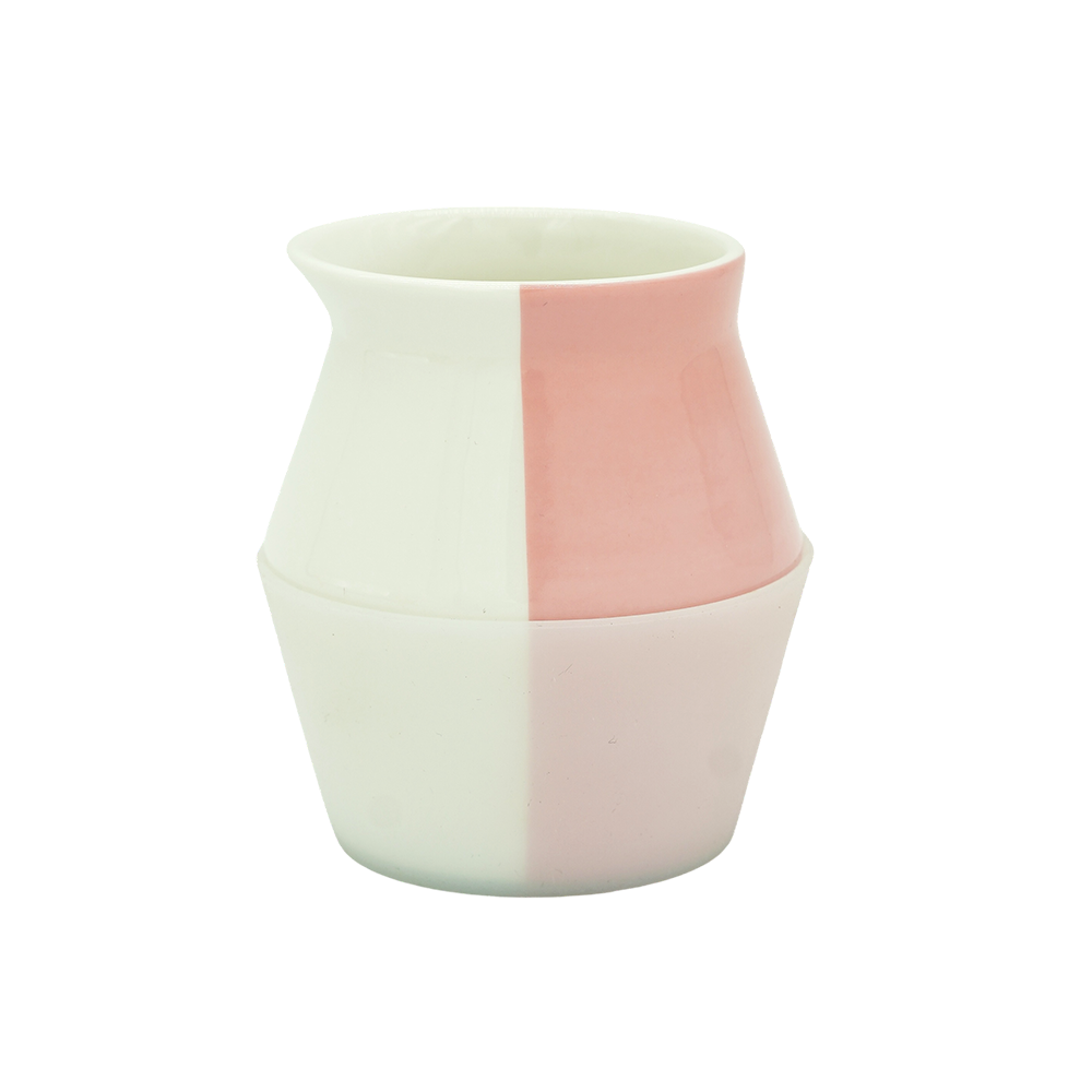 2-WayCup 330ml Refined Version in pink blush glaze highlighting dual drinking edge for two flavors