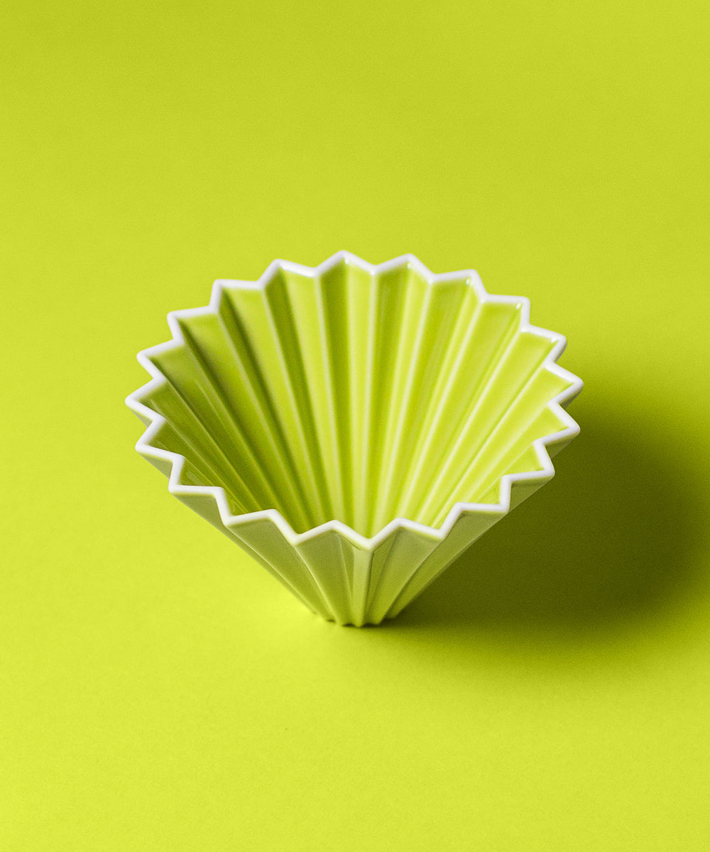 Origami Japan lime green pour-over dripper coffee 