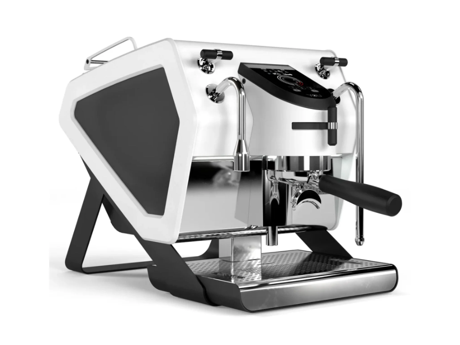 Sanremo YOU Espresso home prosumer machine in black and white color scheme showing front right side against a white background
