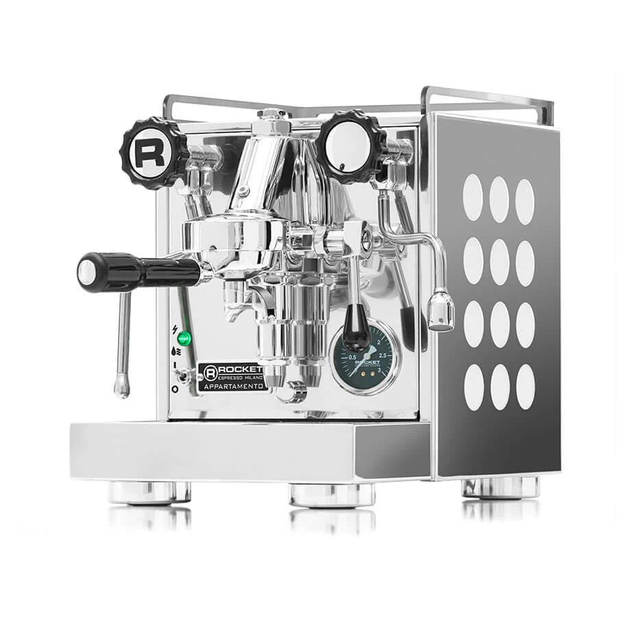 Rocket Appartamento Home Espresso machine stainless steel with white laser cut circles