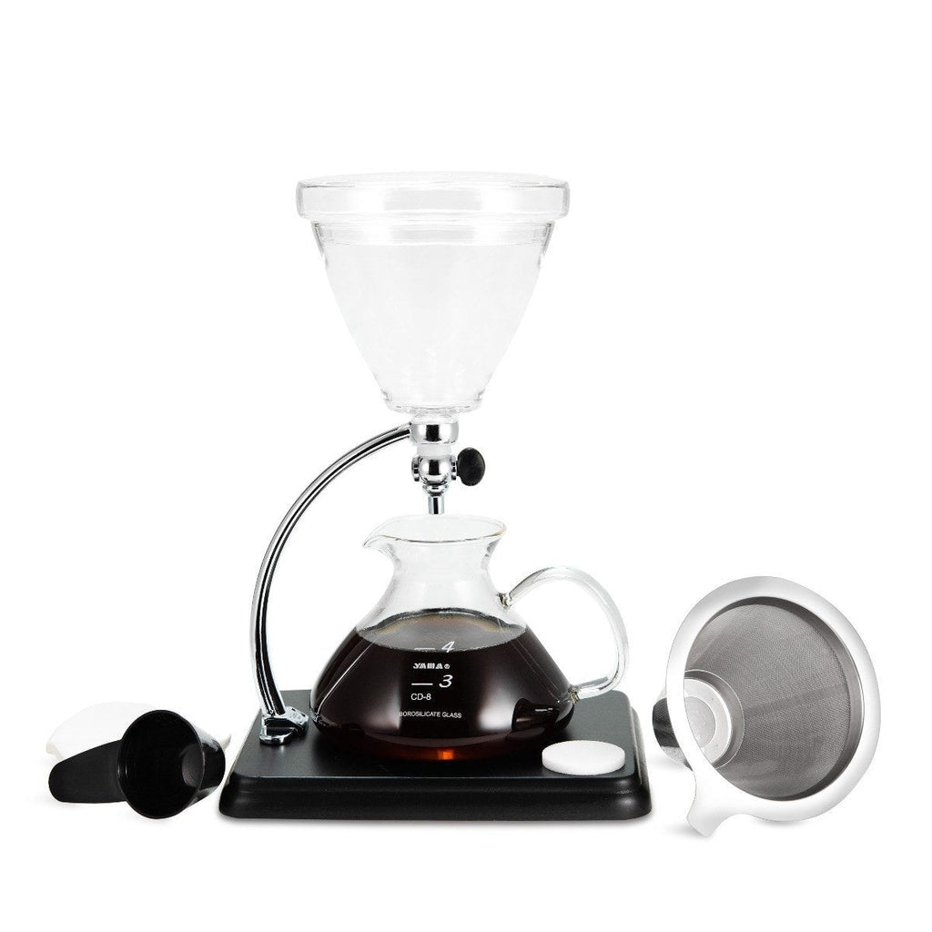 Yama Glass Silverton Brewer with Black Base & Silver Accents