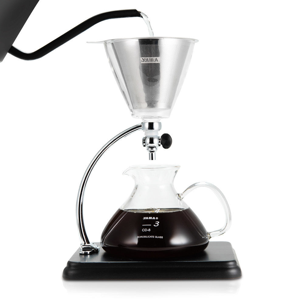 Yama Glass Silverton Brewer with Black Base & Silver Accents